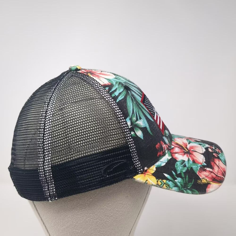 Pukka Wolf Creek US Flag Wolf Trucker Hat Black Red Floral Mesh Snapback OSFM - Picture 5 of 9